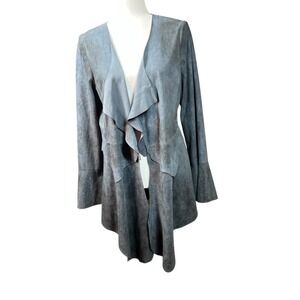 Vocal Faux‎ Suede Lace Up Back Waterfall Jacket XL Blue/Gray Boho Witchy Costume
